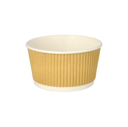Der PAPSTAR 25 Suppenbecher (380 ml, Ø 11 cm, braun/weiß Ripple Wall) der PAPSTAR GmbH ist ein runder, leerer Suppenbecher aus Papier mit geriffelter Wand – perfekt für Catering-Events und im 25er-Pack geliefert.