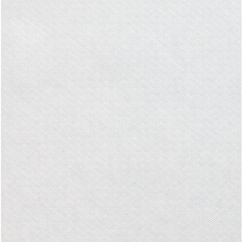 Eine Nahaufnahme der Tischdecke, Papier 20 m x 118 cm weiss (1 Rolle) der PAPSTAR GmbH zeigt eine subtile, sich wiederholende Fischgrätenstruktur. Das schwache Muster verleiht der schlichten weißen Papiertischdecke eine leichte optische Tiefe.