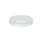 The Starpak 150 Lid PS is a transparent, round polystyrene lid (Ø 9 cm, 1 cm high) with a cross-slot opening, textured grip edge, and four evenly distributed indentations. Package contents: 150 pieces.