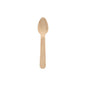 A PAPSTAR wooden coffee spoon "pure", 11 cm, from PAPSTAR GmbH lies centrally on a white background, emphasizing the eco-friendly, simple design. Packaging: folding box with 10 pieces.