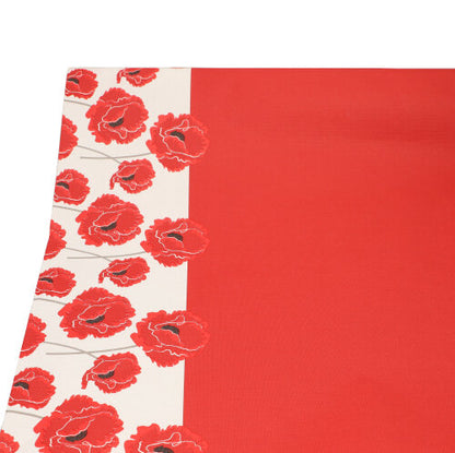 The PAPSTAR paper tablecloth (3 m x 1.2 m) from PAPSTAR GmbH impresses in red with a white border and red poppies – ideal as a disposable tablecloth for special occasions.