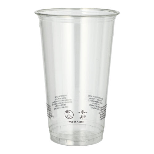 Der Starpak 50 Trinkbecher R-PET glasklar von Starpak ist ein klarer, konischer Becher mit aufgedrucktem Text in Bodennähe, ideal zum umweltfreundlichen Servieren von Getränken und auf weißem Hintergrund abgebildet.