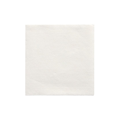A PAPSTAR napkin 1/4-fold napkin (24x24 cm, white, "DAILY Collection", 20 pieces) from PAPSTAR GmbH is centered on a white background, unused with a subtle texture and still shrink-wrapped for freshness.