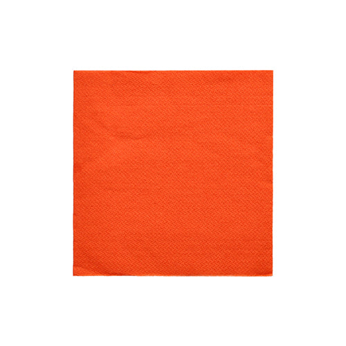 A PAPSTAR napkin from the DAILY collection in nectarine orange (24x24 cm, 1/4-fold) is depicted on a white background. The square napkin has a subtle texture and is delivered in a pack of 20.