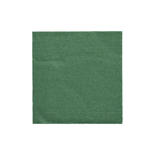 Eine einzelne dunkelgrüne Serviette aus der PAPSTAR 20 Servietten „DAILY Collection“ (1/4-Falz, 24x24 cm, Folie) der PAPSTAR GmbH ist flach vor weißem Hintergrund abgebildet.