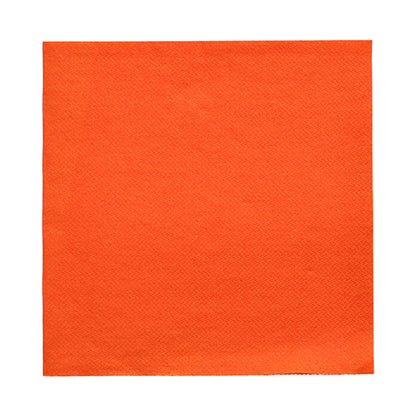 A square napkin from PAPSTAR GmbH from the "DAILY Collection" (32 x 32 cm, 1/4-fold, orange, 50 pieces) presents itself on a white background and impresses with its high-quality structural design.