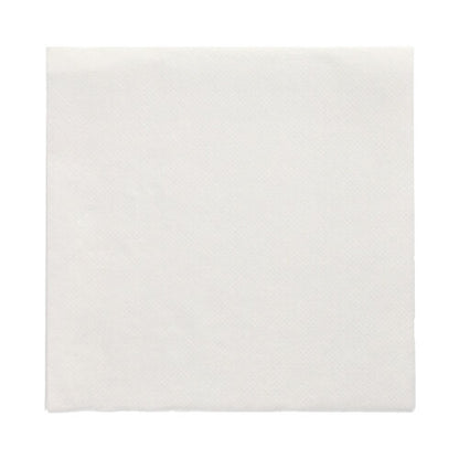 A simple white PAPSTAR 150 napkins "DAILY Collection" paper napkin (32 x 32 cm, 1/4 fold) from PAPSTAR GmbH is unfolded and laid flat on a white background, highlighting its clean texture and surface.