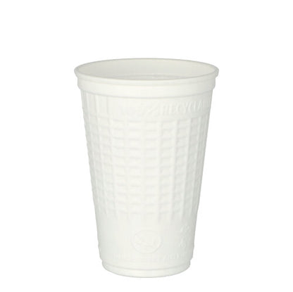 The Starpak 50 thermal mug, PP 0.25 l, Ø 7.8 cm · 11 cm in white is depicted upright on a white background. This textured mug provides reliable insulation performance – ideal for hot beverages. Pack contains 50 pieces.