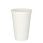 The Starpak 50 thermal mug, PP 0.25 l, Ø 7.8 cm · 11 cm in white is depicted upright on a white background. This textured mug provides reliable insulation performance – ideal for hot beverages. Pack contains 50 pieces.