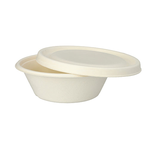 Die PAPSTAR 25 Schalen aus Zuckerrohr „pure“ (Ø 17 cm) von PAPSTAR GmbH sind runde, biologisch abbaubare Einweg-Schalen mit passendem Deckel – beide aus nachhaltigem, strukturiertem Material gefertigt.
