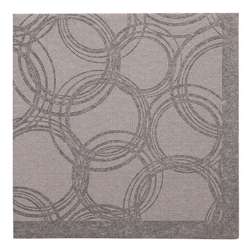 Quadratischer Teppich mit hellgrauem Fond und dunkelgrauer Bordüre mit kreisförmigem Ringmuster - ideal zur Kombination mit PAPSTAR 50 Servietten "ROYAL Collection" 1/4-Falz 40 x 40 cm grau von PAPSTAR GmbH für einen abgestimmten, eleganten Stil.
