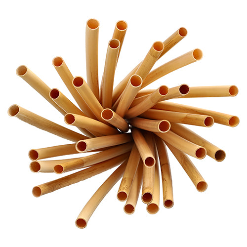 Ein Cluster von PAPSTAR 50 Trinkhalme Schilf „pure“ (biologisch abbaubar) der PAPSTAR GmbH, kreisförmig angeordnet und von oben auf weißem Hintergrund gesehen.