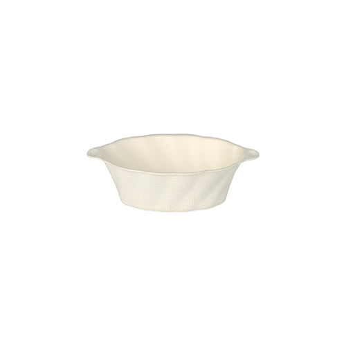 Die PAPSTAR 50 Fingerfood Schalen aus Zuckerrohr „pure“ (40 ml, 3x9,5x6 cm, weiß „Wave“) von PAPSTAR GmbH – nachhaltige Schälchen für umweltbewusste Präsentation von Snacks und Fingerfood, geliefert im 50er Pack.