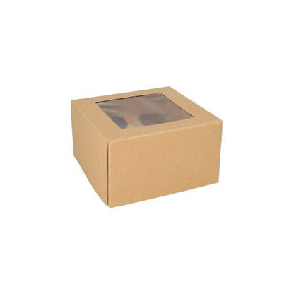 The PAPSTAR 25 cupcake box square 10 cm with PLA viewing window from PAPSTAR GmbH is biodegradable and is presented on a white background.