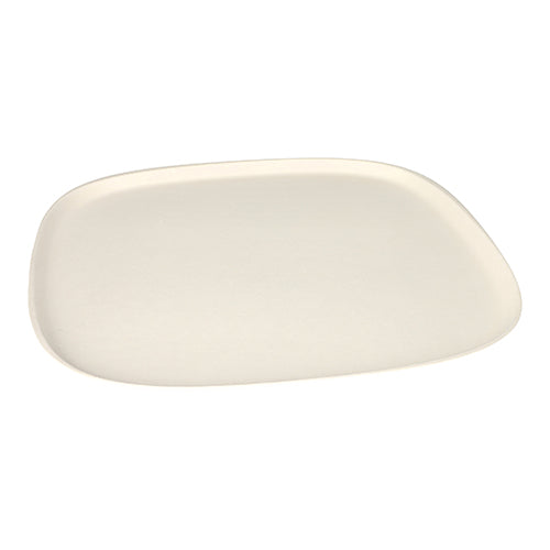 The PAPSTAR 4 plate sugarcane "pure" white "Belle Vie, Ligne Carrée" from PAPSTAR GmbH is a rectangular, cream-colored plate with rounded edges - ideal for anyone looking for eco-friendly tableware.