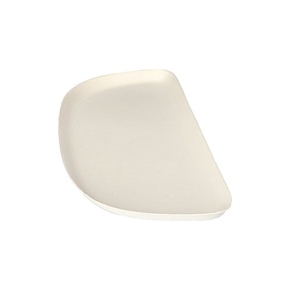 The 4-piece sugarcane plate "pure" white "Belle Vie, Ligne Carrée" from PAPSTAR GmbH is a stylish, asymmetrical, cream-colored, biodegradable plate with a smooth surface and rounded edges - perfect for eco-friendly dining. Photographed on a white background.