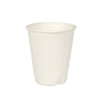 A PAPSTAR drinking cup made of sugarcane "pure", 8 cm, white, for hot beverages (40 pieces), stands upright against a white background.