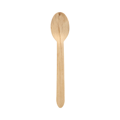 Ein PAPSTAR 250 Löffel Holz „pure“ 16 cm Löffel der PAPSTAR GmbH, hergestellt aus umweltfreundlichen, nachhaltigen Materialien, verfügt über eine abgerundete Schüssel und einen flachen Griff, präsentiert vor einem schlichten weißen Hintergrund.