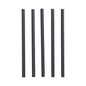 Fünf schwarze zylindrische PAPSTAR 100 Shake-Halme Papier Ø 10 mm · 21 cm der PAPSTAR GmbH stehen senkrecht in einer Reihe vor weißem Hintergrund – ideal für umweltbewusste Gastgeber.