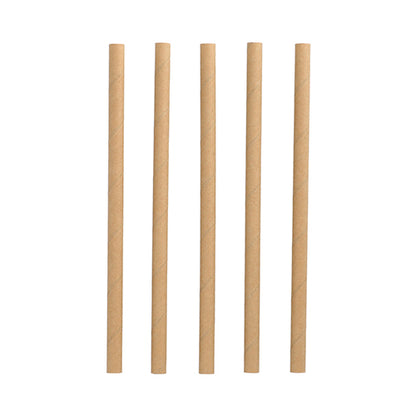 Five PAPSTAR 100 shake straws paper Ø 10 mm · 21 cm from PAPSTAR GmbH are arranged vertically against a white background - perfect for consciously eco-friendly hosts and as a biodegradable alternative.