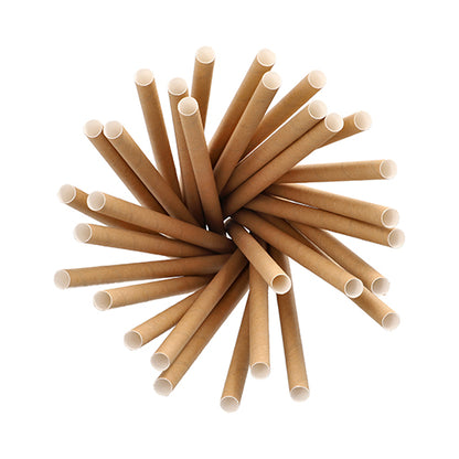 A top view of PAPSTAR 100 shake straws paper Ø 10 mm · 21 cm from PAPSTAR GmbH, arranged in a circle so that the white interior coating of each straw is visible at the ends.