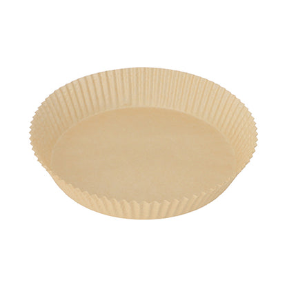 On a white background, a single beige, round PAPSTAR 100 baking papers for air fryers (height 4.5 cm) from PAPSTAR GmbH is depicted - ideal for air fryers.