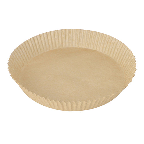 Das PAPSTAR 100 Backpapiere für Heißluftfritteusen (Höhe 4,5 cm) von der PAPSTAR GmbH ist ein runder, brauner, geriffelter Backförmchen aus hitzebeständigem Papier – ideal als Backpapier für gleichmäßige Bräunung in Heißluftfritteusen.