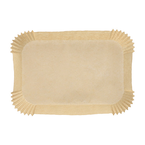 Die 100 Backpapiere für Heißluftfritteusen eckig der PAPSTAR GmbH sind rechteckige, ungebleichte, antihaftbeschichtete Backpapiere mit gewellten Kanten – ideal für Heißluftfritteusen.