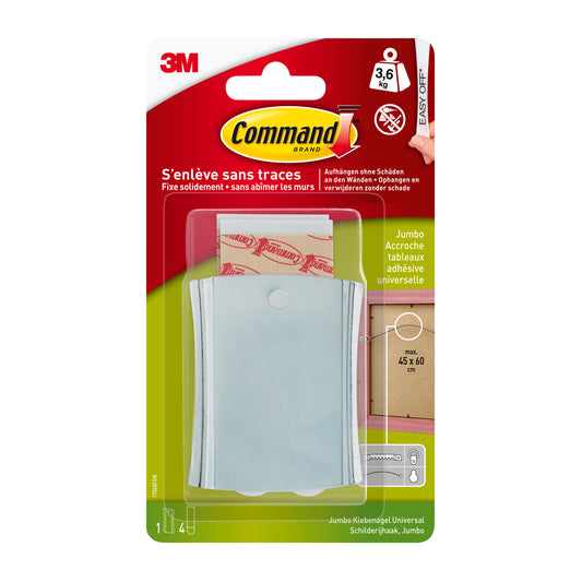 A 3M Deutschland GmbH Command™ Universal-Klebenagel XL 17048 (1 Stück) in Originalverpackung, mit Klebestreifen und Kunststoffhaken, für bis zu 3,6 kg und Bilderrahmen bis 45 x 60 cm.