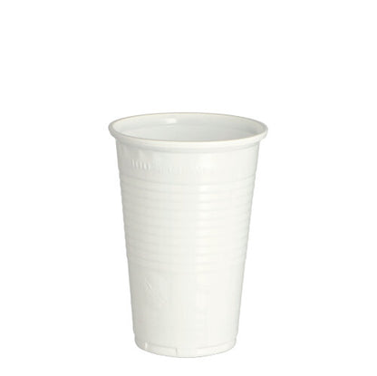 A white Starpak 100 drinking cup (PP, 0.2 l, Ø 7.03 cm, 9.9 cm) stands upright against a white background - practical for daily use. Packaging: foil with 100 pieces.