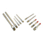 Ten brushes from the Nölle Profi Brush 10-piece brush set by Nölle Profi Brush Bürsten- & Pinseltechnik e.K. are arranged on a white background, including round, flat, and small brushes with wooden handles and metal ferrules.