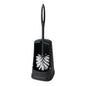 The Nölle Profi Brush toilet set with rim cleaner (regranulate, unassembled, 1 piece) from Nölle Profi Brush Brush & Paintbrush Technology e.K. stands upright in the matching black holder against a white background.