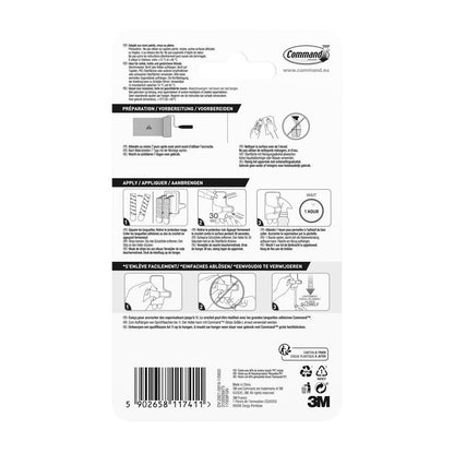 On the back of the packaging of the Command™ spray bottle hanger 17009 from 3M Germany GmbH, you will find a pictorial step-by-step guide for use and removal, multilingual text, and a barcode at the bottom.