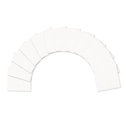 A series of 3M Deutschland GmbH Post-it® Transparent Notes (73 mm x 73 mm, 36 sheets/block, 12 blocks/package) are arranged in a sheet on a white background, with the individual notes slightly overlapping.