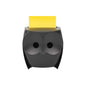 The 3M Deutschland GmbH Post-it® Z-Notes Dispenser, Owl, Black holds yellow Super Sticky Z-Notes (45 sheets/block, 2 blocks/pack) and is pictured against a white background.