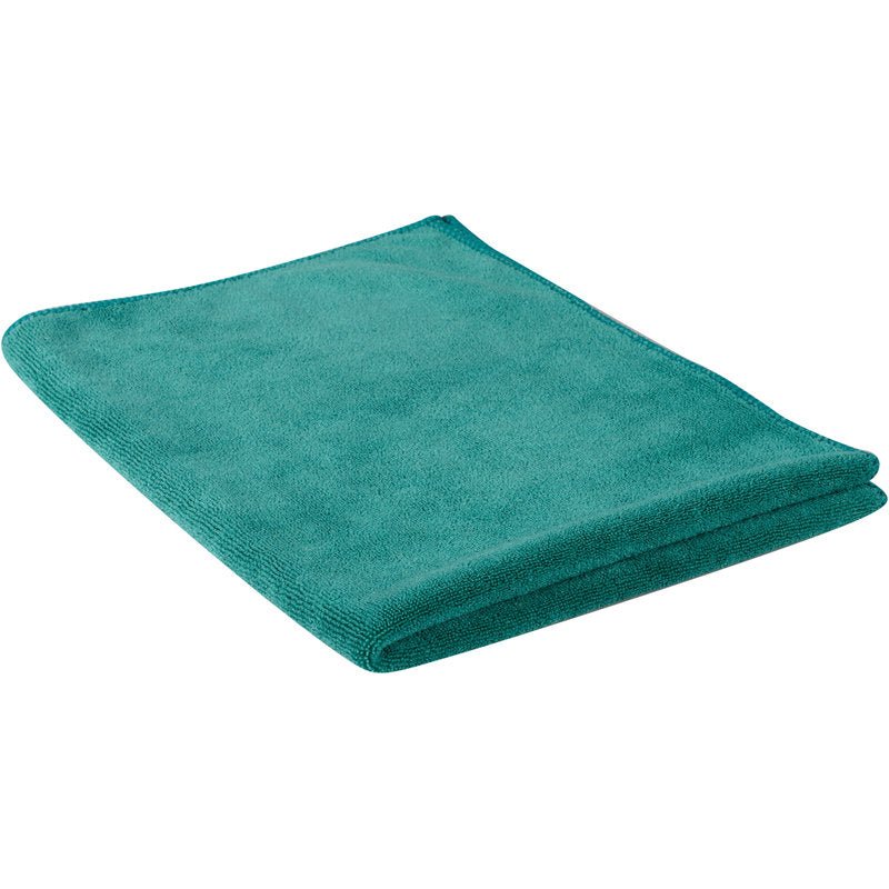 A folded green microfiber cloth ENA Platinum Window Cloth (40x50 cm) from Abena Re-Seller GmbH is depicted on a white background. The soft, textured cloth with finished edges is perfect for streak-free cleaning. Package: 10 pieces.