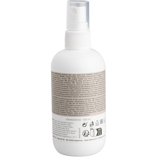 Weiße Kunststoff-Sprühflasche (100 ml) mit durchsichtiger Kappe, beschriftet mit "Zinkspray, 10% Zinkoxid" von Abena Re-Seller GmbH, für einen wirksamen Korrosionsschutz auf Metalloberflächen. Verkauft in Kartons zu 6 Stück.