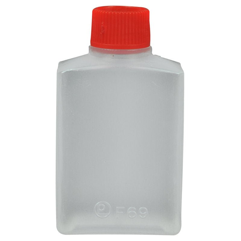 The soy container from Abena Re-Seller GmbH is a clear, rectangular plastic container with a red screw cap on a white background. It is ideal for environmentally friendly storage of soybeans and features a small embossed marking near the bottom.