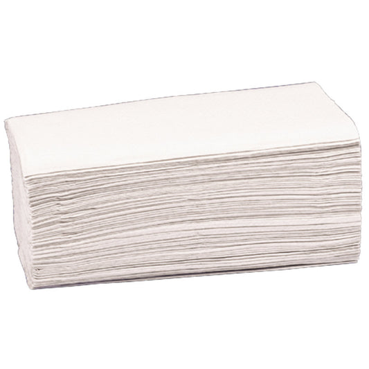 Eine Packung Abena Re-Seller GmbH Papierhandtücher 2-lagig, V-Falz, 23x24 cm, Natur (200 Paare) ist sauber gestapelt in einer rechteckigen Form vor einem schlichten weißen Hintergrund abgebildet.