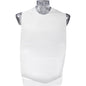 A transparent mannequin torso displays the ABENA Excellent Disposable Feeding Bib with Pocket, 37x70 cm, White (Pack of 100 pieces) by Abena Re-Seller GmbH, shown on a white background for a hygienic appearance.