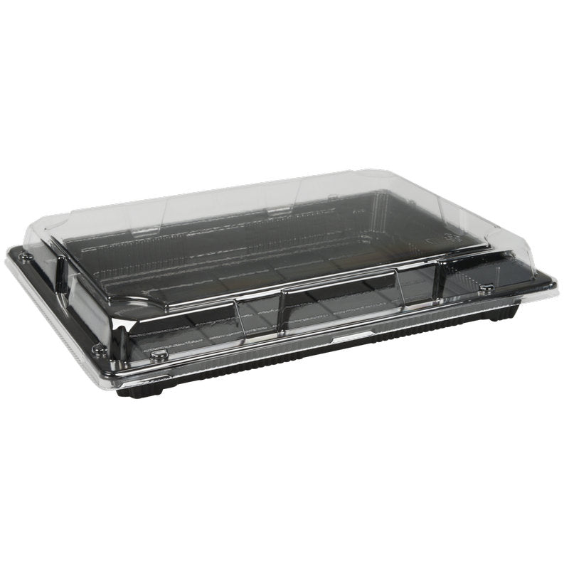 The Sushi-to-go Combo Pack from Abena Re-Seller GmbH is a black, rectangular tray with a transparent plastic lid, ideal for packaging and transporting sushi-to-go, fresh sushi, and other ready-to-eat foods.