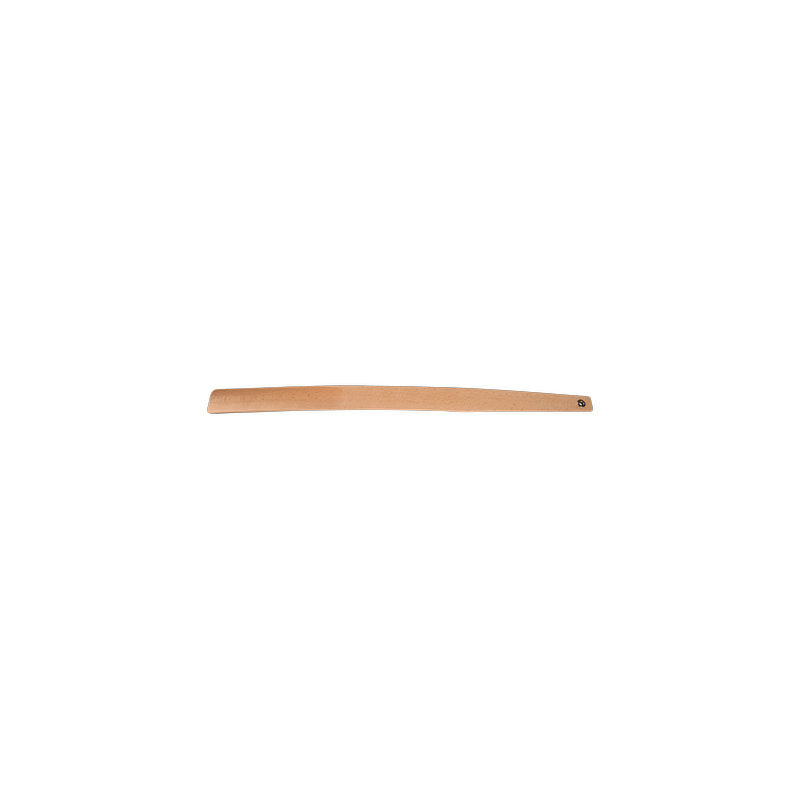 A single belt blank made of light brown leather is pictured on a white background, showing a tapered tip and a rounded end with a hole - ideal for combination with the ENA Living shoehorn with handle, 55 cm (Abena Re-Seller GmbH).