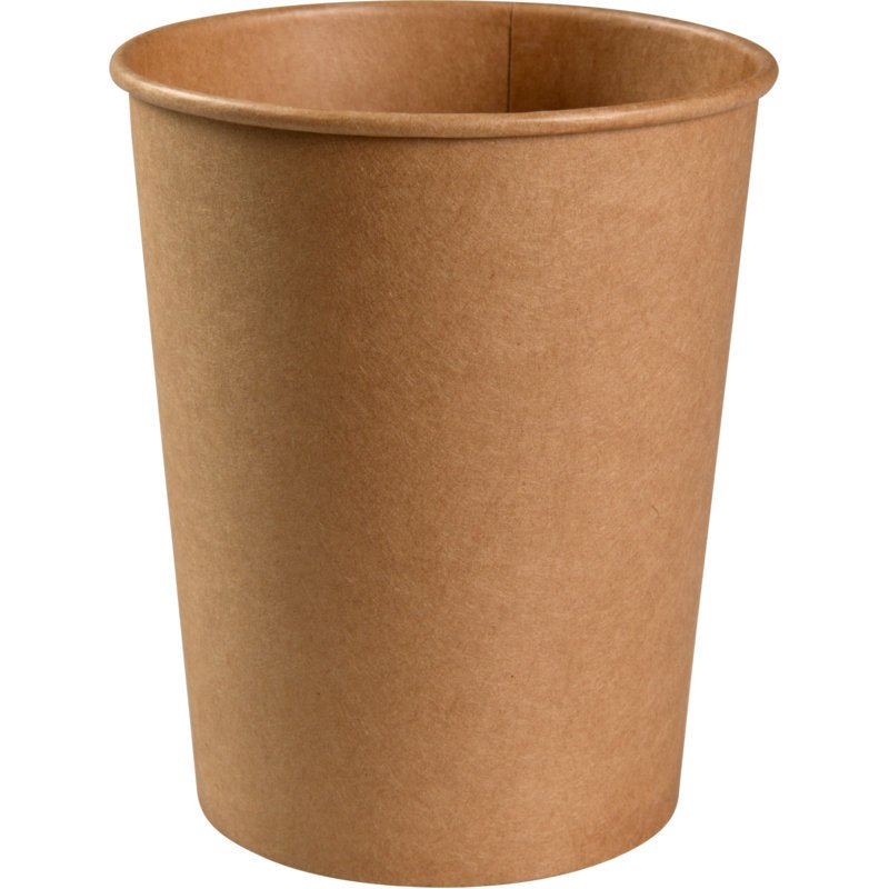 A brown Abena Re-Seller GmbH bowl (1,000 ml, ø 11.5 cm, Kraft/PE) stands upright against a white background - perfect for the catering industry; available in packs of 50.