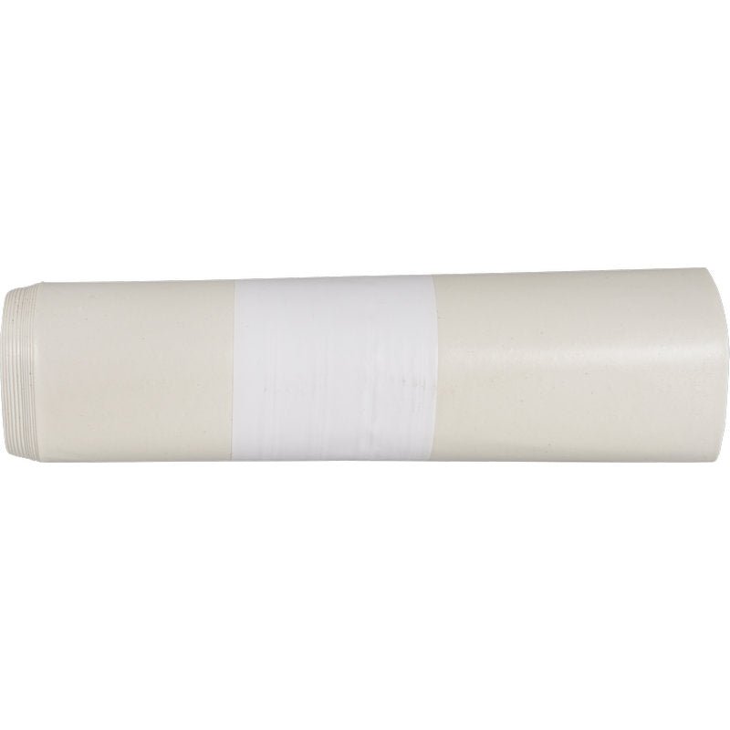 A rolled-up sheet of white paper with a white label in the middle on a white background, reminiscent of an eco-friendly Abena Re-Seller GmbH trash bags for Sækko Boy 120, 55 my LDPE Recycled packaging.