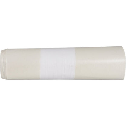 A rolled-up sheet of white paper with a white label in the middle on a white background, reminiscent of an eco-friendly Abena Re-Seller GmbH trash bags for Sækko Boy 120, 55 my LDPE Recycled packaging.