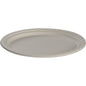 An oval, white bagasse plate (20 x 26 cm) from Abena Re-Seller GmbH, photographed against a white background. This eco-friendly plate comes in a pack of 50 and is ideal for environmentally conscious events.