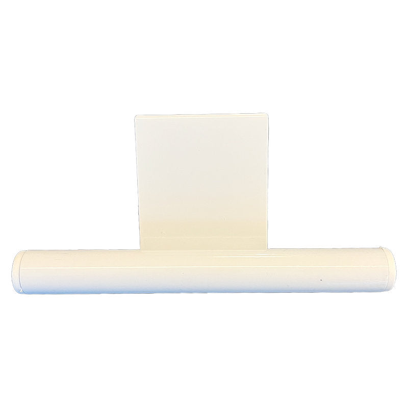 A white cylindrical suspension for Sækko Boy waste containers from Abena Re-Seller GmbH, with a flat, rectangular back, stands on a white background and serves as an environmentally friendly mounting (cardboard, 100 packs).