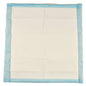 A 6-layer, 60x60 cm ABENA Tissue disposable underpad from Abena Re-Seller GmbH with a blue border and white center is shown flat with visible folds; it is sold in packs of 25 pieces.