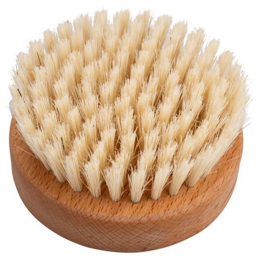 Die ENA Living Handmassage-Bürste von Abena Re-Seller GmbH ist eine grifflose Rundbürste aus Holz mit dicht gepackten hellbeigen Naturborsten zur Förderung der Durchblutung und Entspannung. Erhältlich als Karton (24 Packungen).