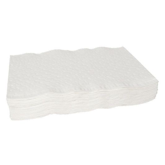 Ein Stapel Abena Re-Seller GmbH Einmal-Waschlappen, Papier 3-lagig, 19x19 cm, Weiß (Karton mit 1800 Packungen), ordentlich angeordnet auf einem schlichten weißen Hintergrund.